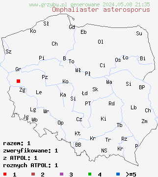 znaleziska Omphaliaster asterosporus (pępnik gwiaździstozarodnikowy) na terenie Polski
