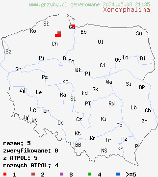 znaleziska Xeromphalina (pępowniczka) na terenie Polski