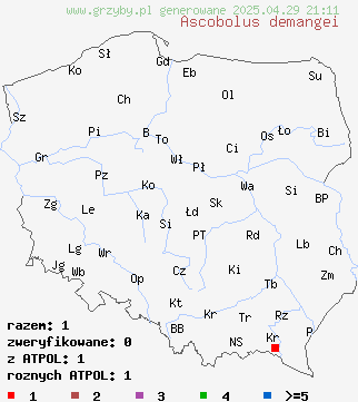 znaleziska Ascobolus demangei na terenie Polski
