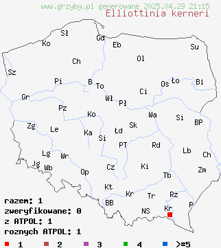 znaleziska Elliottinia kerneri na terenie Polski