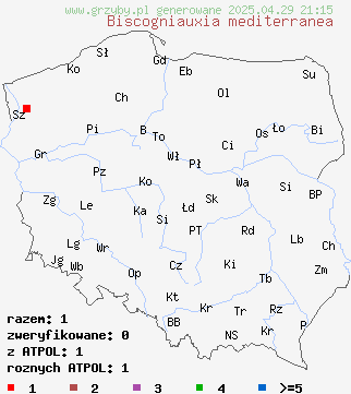 znaleziska Biscogniauxia mediterranea na terenie Polski