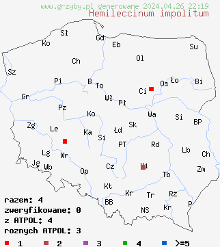 znaleziska Hemileccinum impolitum na terenie Polski