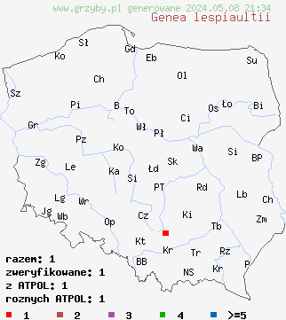 znaleziska Genea lespiaultii (genea francuska) na terenie Polski