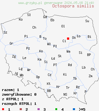 znaleziska Octospora similis na terenie Polski