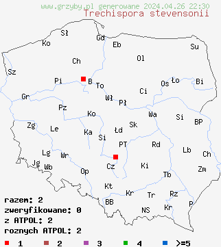 znaleziska Trechispora stevensonii na terenie Polski