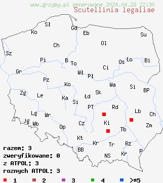 znaleziska Scutellinia legaliae na terenie Polski