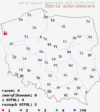 znaleziska Odoria alborubescens na terenie Polski