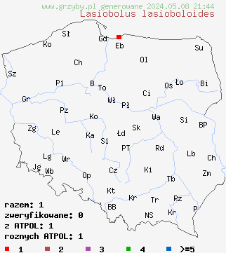 znaleziska Lasiobolus lasioboloides na terenie Polski