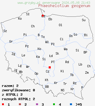 znaleziska Phaeohelotium geogenum na terenie Polski
