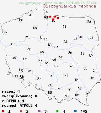 znaleziska Biscogniauxia repanda na terenie Polski