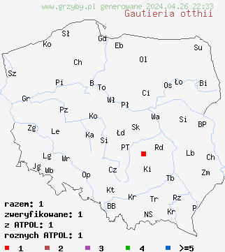 znaleziska Gautieria otthii na terenie Polski