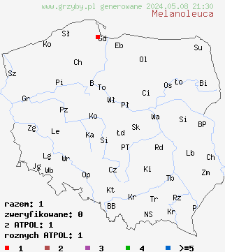 znaleziska Melanoleuca (ciemnobiałka) na terenie Polski